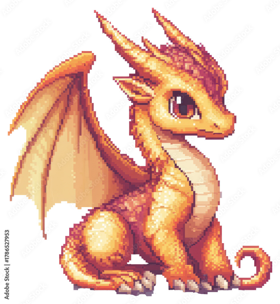 Fototapeta premium PNG Dragon illustration pixel cute.