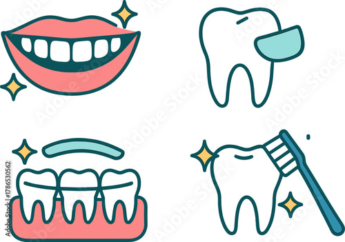 Clean Teeth and Smile Icons – Dental Hygiene and Whitening Set