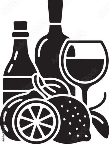 PItalian Food and Wine Vintage Glyph Vector Setrint