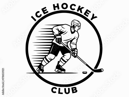 logo ice hockey player  club silhouette vector