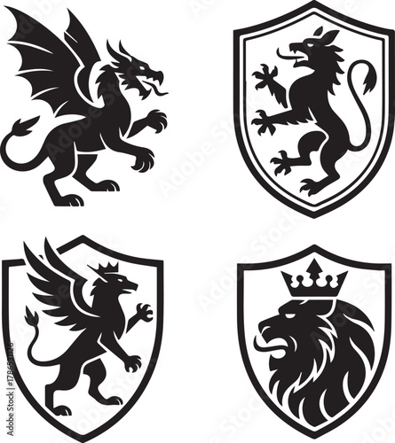 PrRoyal Griffin or Wyvern Holding Lance on Badgeint