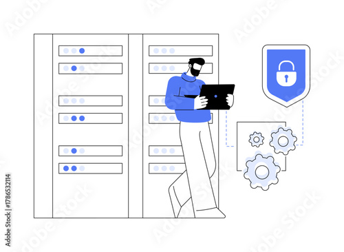 Datacenter security isolated cartoon vector illustrations.