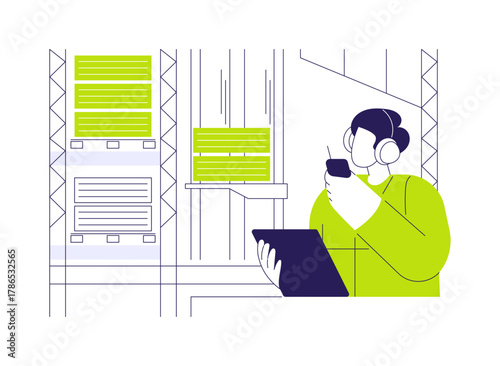 Automated storage and retrieval system abstract concept vector illustration.