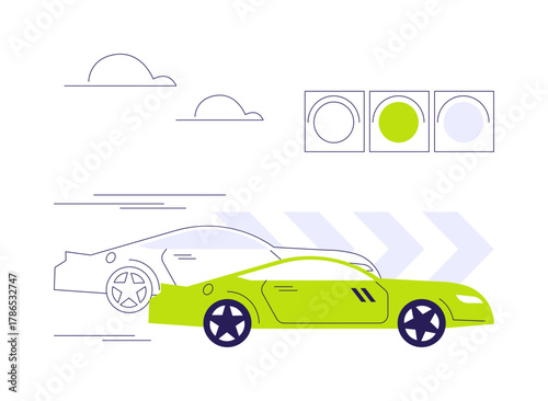Overtaking a rival abstract concept vector illustration.