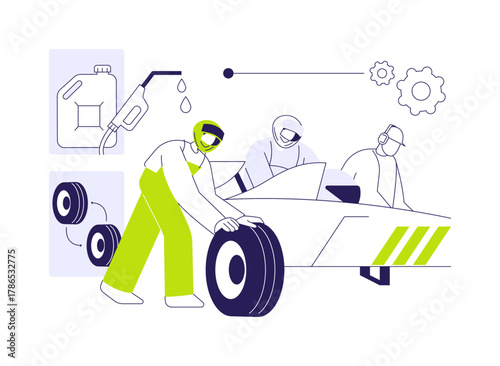 Pit stop abstract concept vector illustration.