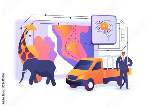 AI-Guided AI-Guided Anti-Poaching Patrol Allocation abstract concept vector illustration.