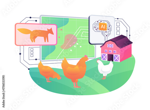 AI-Predictive Human-Wildlife Conflict Prediction abstract concept vector illustration.