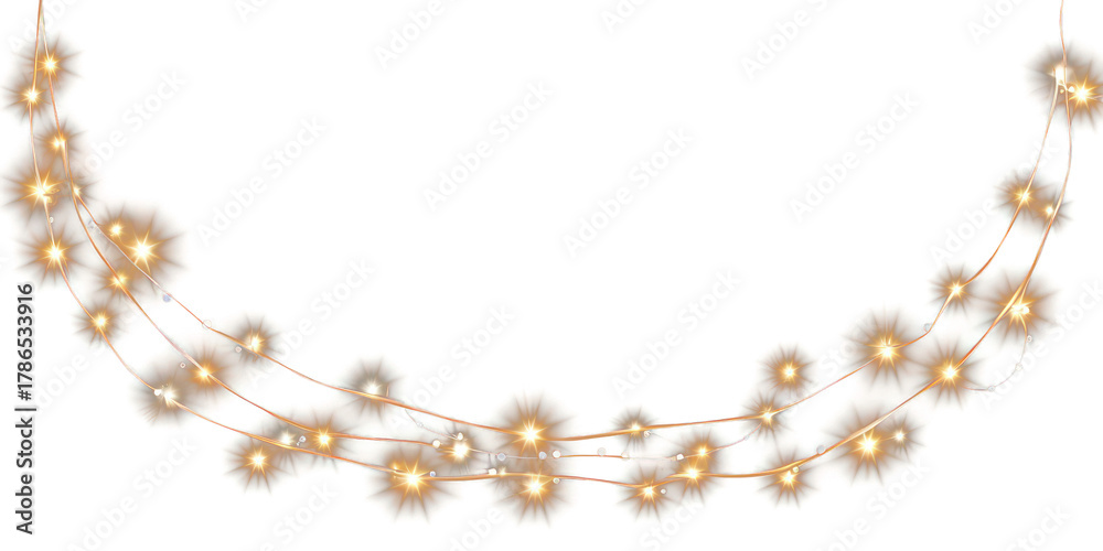 Obraz premium PNG Gold glowing light string lights lighting festive.