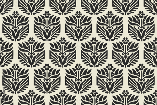 seamless patterns with floral. Oriental vector damask pattern. Ancient art of the Arabesque. Tribal ethnic texture. Ikat motif on the carpet. Aztec style. Indian rug. Gypsy, Mexican embroidery.