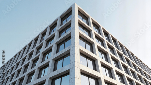 Modern architectural building exterior with geometric windows