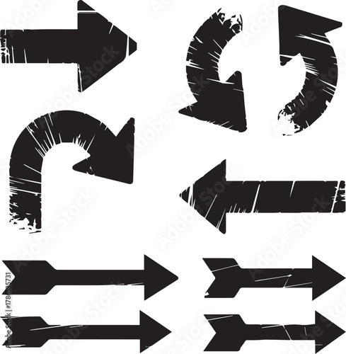 arrow brushstroke icon set textured directional arrows vector pack