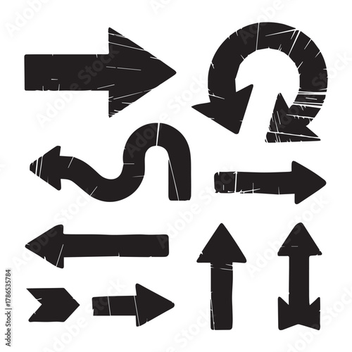arrow set of directional arrows rough brushstroke rotation symbols