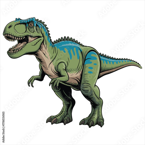 Tyrannosaurus Rex – Fierce Cartoon Dinosaur Illustration with Bold Colors