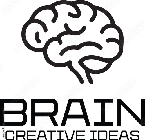 brain logo outline creative ideas text for branding and identity