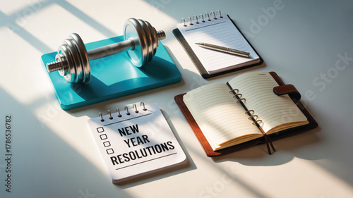 vector Work-Life Balance: Dumbbell, Books, and Checklist on Desk Concept.