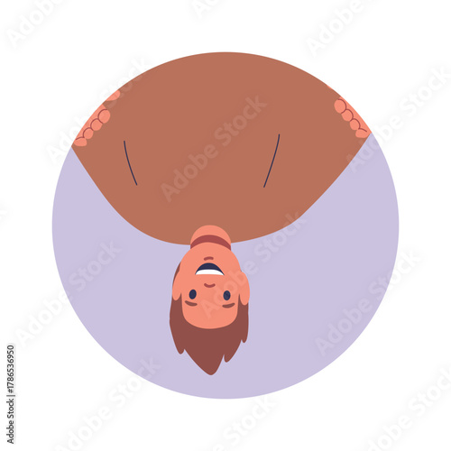 Comic teenage boy upside down