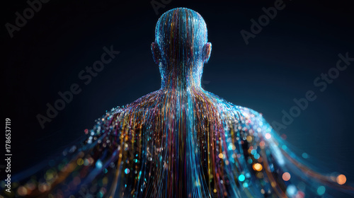 Human body surrounded by fl...