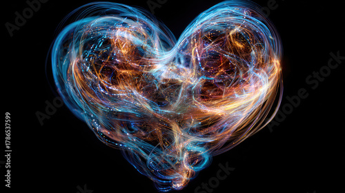 Abstract glowing data threa...