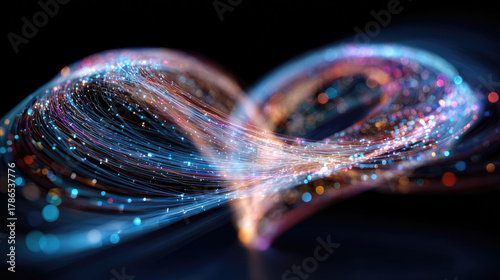 Abstract glowing data threa...