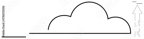 Cloud shape with upward arrow suggesting data upload or transfer. Ideal for cloud storage, technology, networking, innovation, digital efficiency, communication, simple flat metaphor