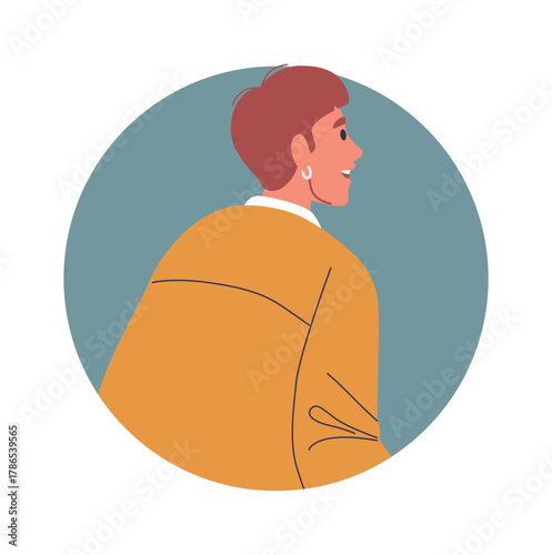 Businesswoman looking forward round frame