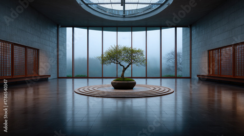 Lone bonsai tree on stone p...