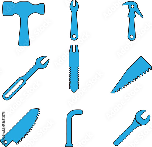 Collection of Various Hand Tools Featuring Wrenches Saws Hammers and Other Essential Repair Implements