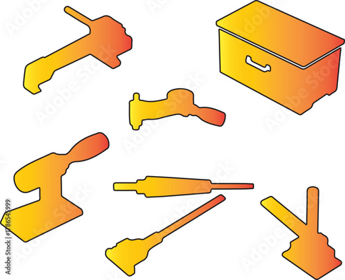 A Collection of Industrial Tools and Equipment Used in Manufacturing and Repair Processes Showcasing Various Cutting Welding and Measuring Devices Essential for Skilled Trades and Maintenance Work