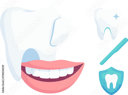 Dental Hygiene and Tooth Protection – Oral Health and Clean Smile Illustration