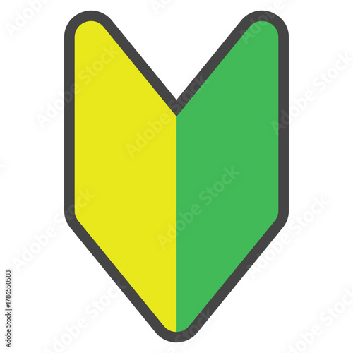 黄色と緑の若葉マーク風イラスト