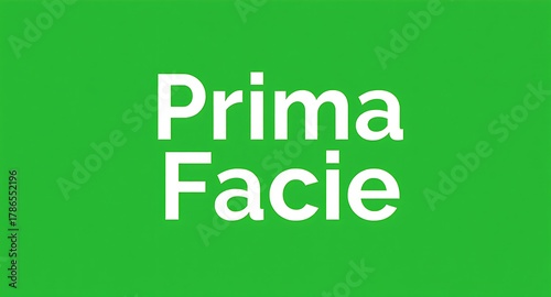 Bold white text Prima Facie on vibrant green background, modern graphic design