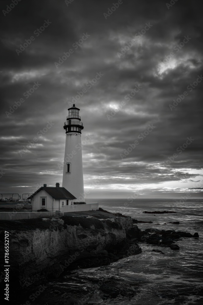 Naklejka premium black and white photography of a lighthouse