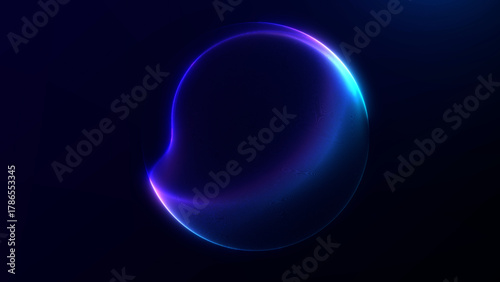 Abstract glowing blue and purple liquid sphere with smooth plasma texture. Futuristic energy orb on dark background with soft gradient light and elegant shine.