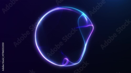 Smooth blue and purple glowing liquid sphere animation in dark space. Futuristic plasma energy orb with elegant motion and soft gradient light. Seamless 4K loop for modern visuals.