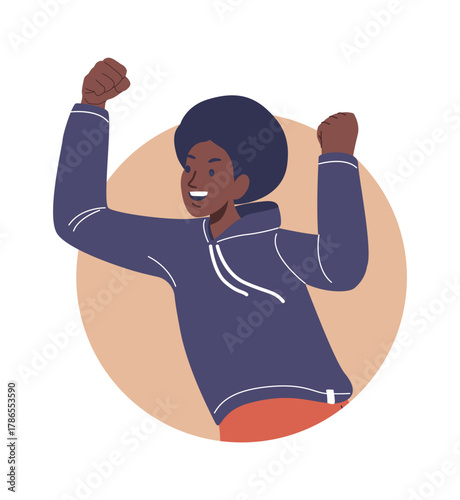 Protesting man with raised hands