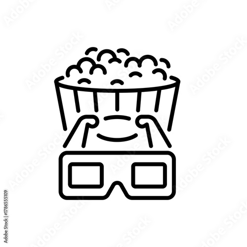 Popcorn vector icon. editable line icon for cinema, outline and flat style graphics