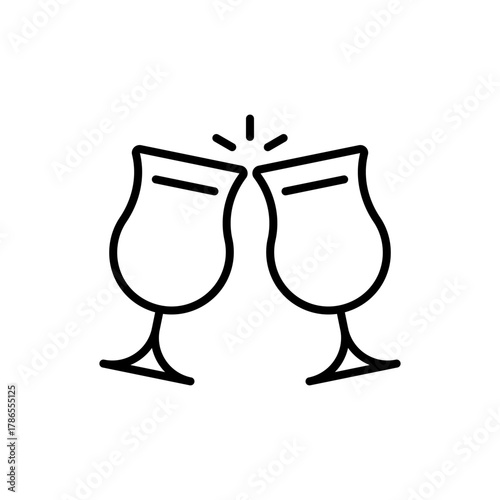 Cheers vector icon, editable line icon. outline style drink, wine, toast symbols