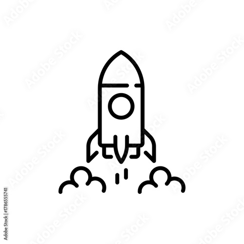 Rocket vector icon. editable line icon, linear, startup, launch, outer space