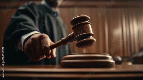 judge gavel in courtroom, symbol of justice and legal proceedings