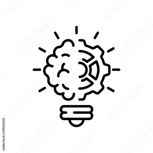 Brainstorm vector icon, editable line icon. outline innovation, creativity symbol