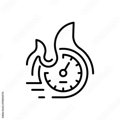 Fire vector icon. editable line icon in outline style for warning and safety concepts