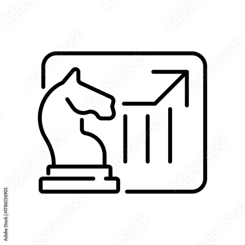 Strategy vector icon. editable line icon in outline style with chess and planning