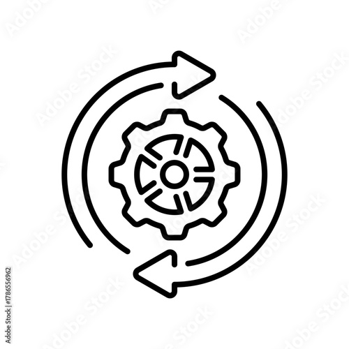 Process loop vector icon. editable line icon in outline style, synchronization symbol