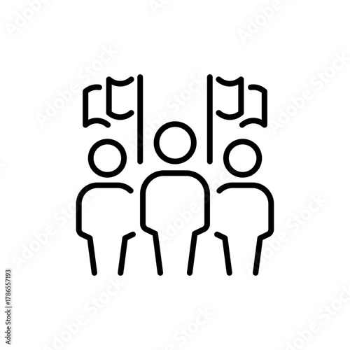 Protest vector icon. editable line icon style with outline for demonstration, activism