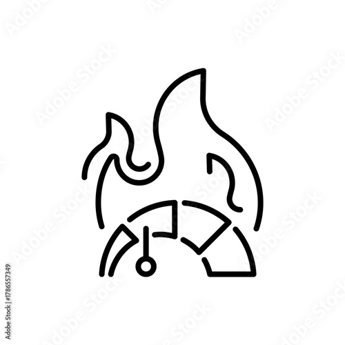 Speed vector icon. editable line icon in flat style with flame, speedometer, and velocity