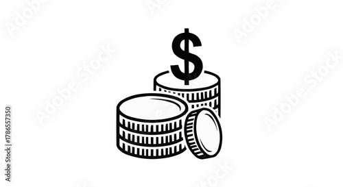 Stacks of coins with dollar sign offer easy finance and investment opportunity