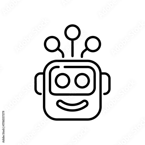 Robot vector icon. editable line icon in outline style for ai and tech designs