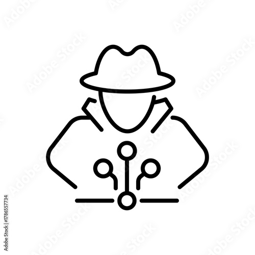 Detective vector icon. editable line icon, outline style mystery, spy, investigation symbols