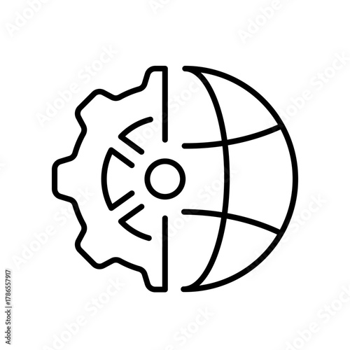 Global settings vector icon. editable line icon, outline style for configuration