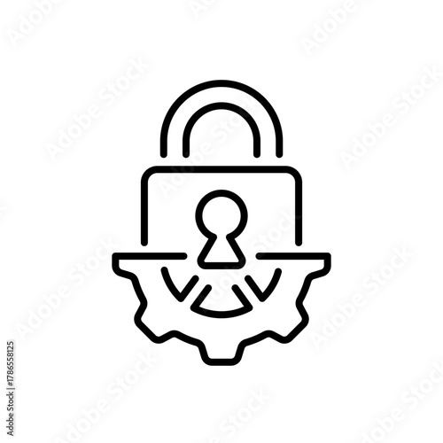 Security vector icon. editable line icon with shield, protection, and privacy symbols